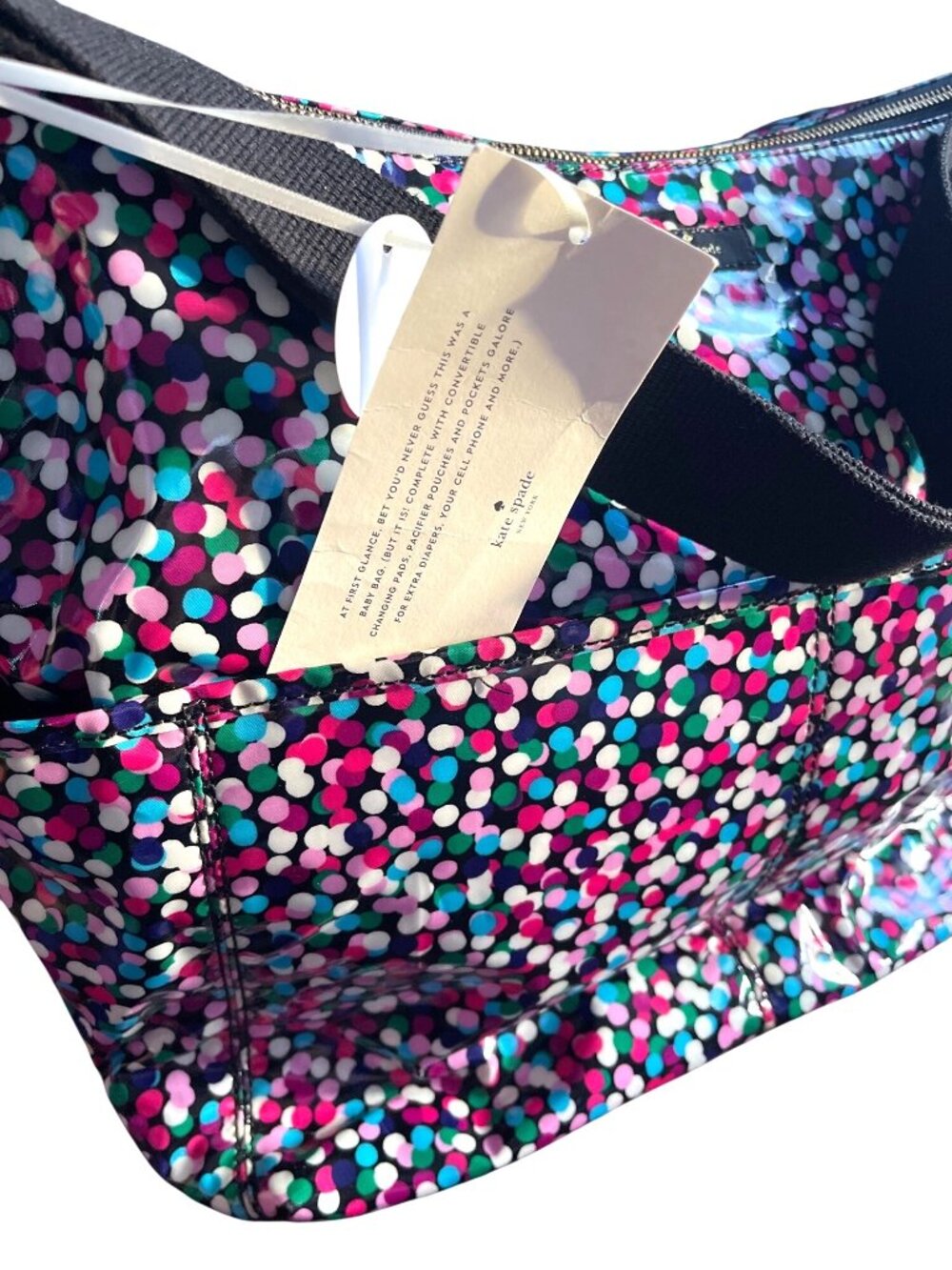 Kate Spade New York Dance Party Polka Dot Serena Baby Bag Changing Pad Dust Bag - Picture 5 of 16